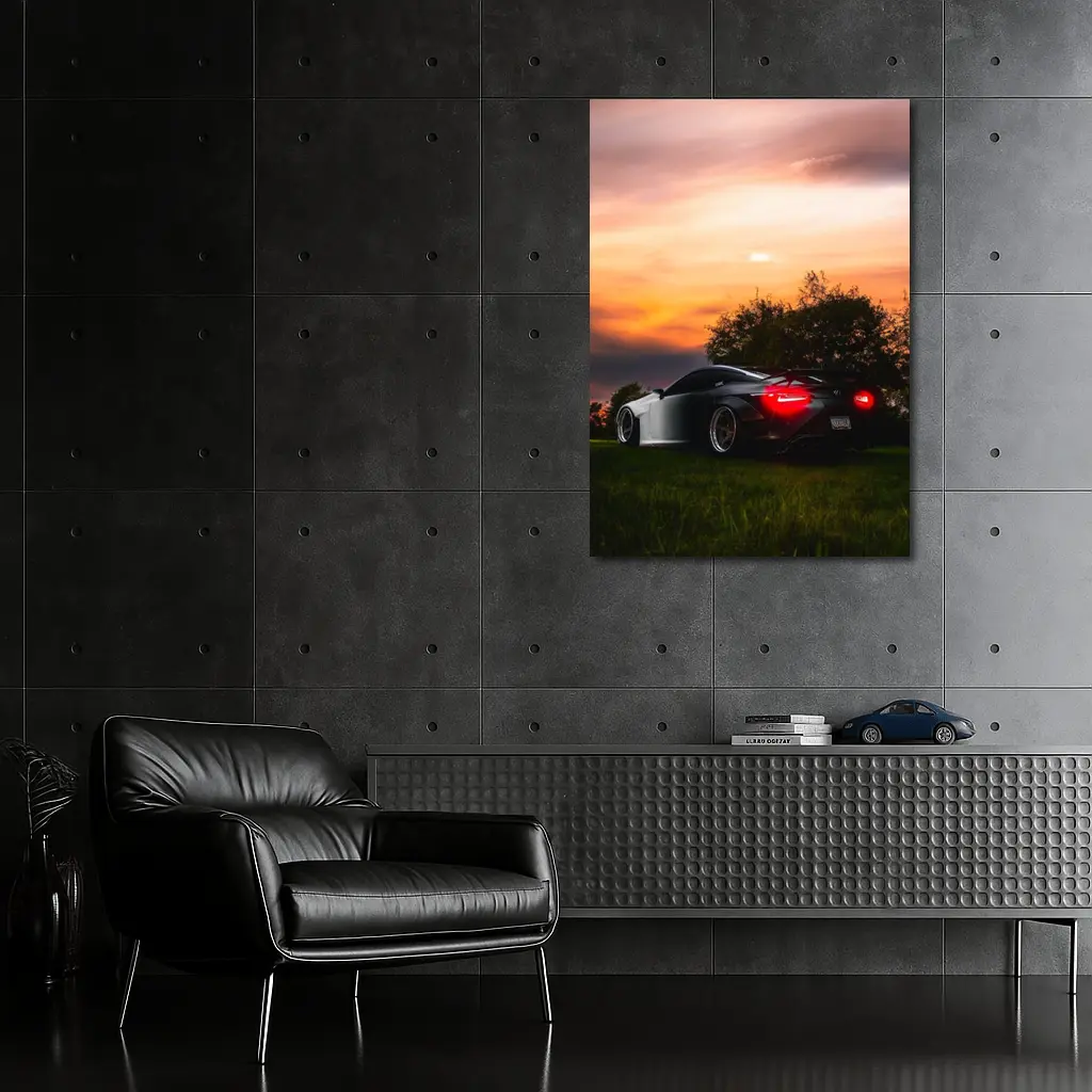 Lexus LC500 Black Sports Car Sunset Sky – Wall Art