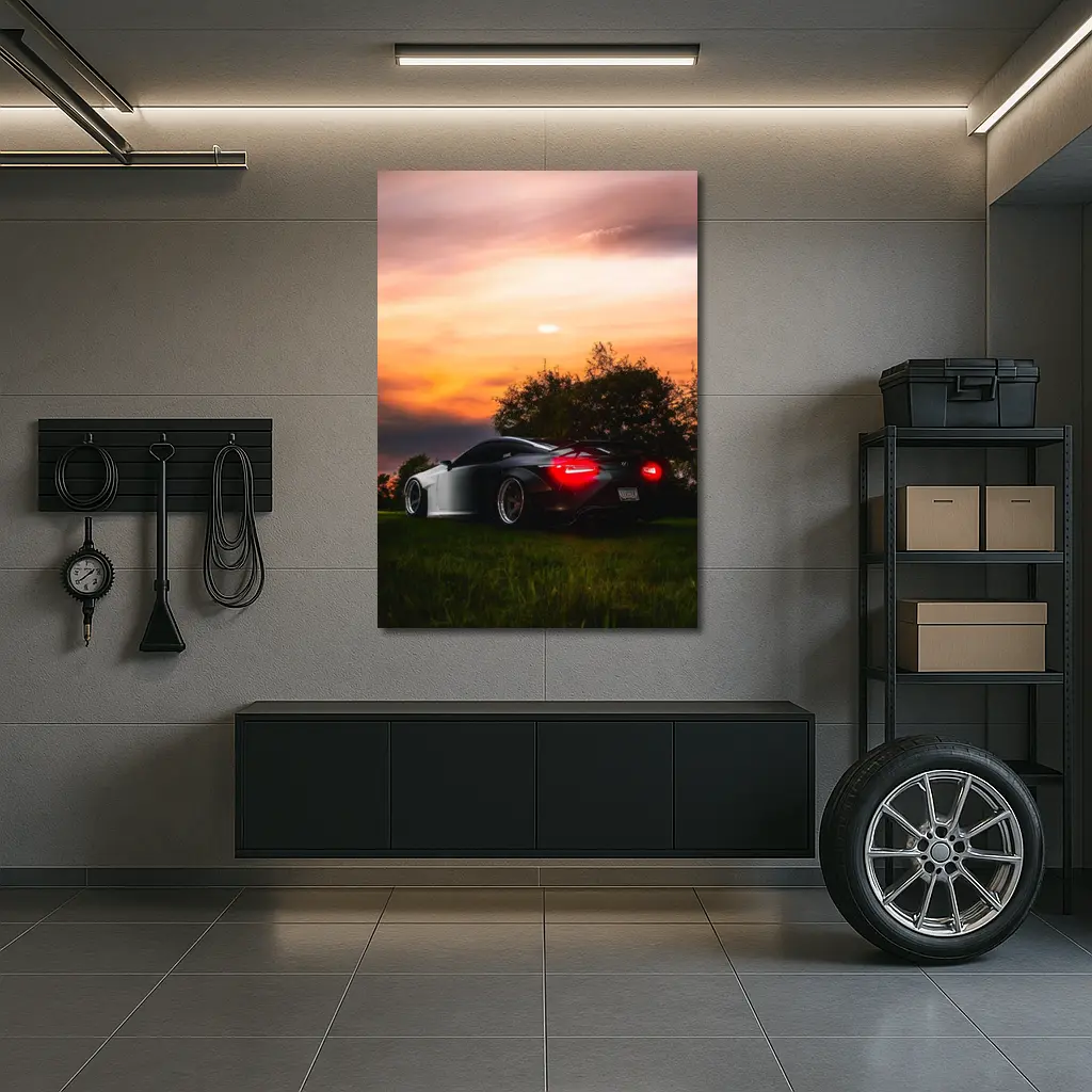 Lexus LC500 Black Sports Car Sunset Sky – Wall Art