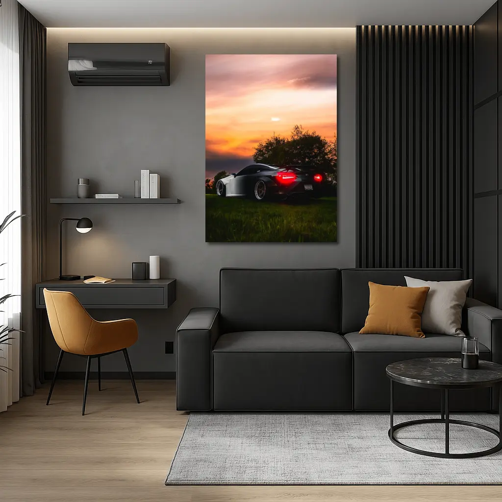 Lexus LC500 Black Sports Car Sunset Sky – Wall Art
