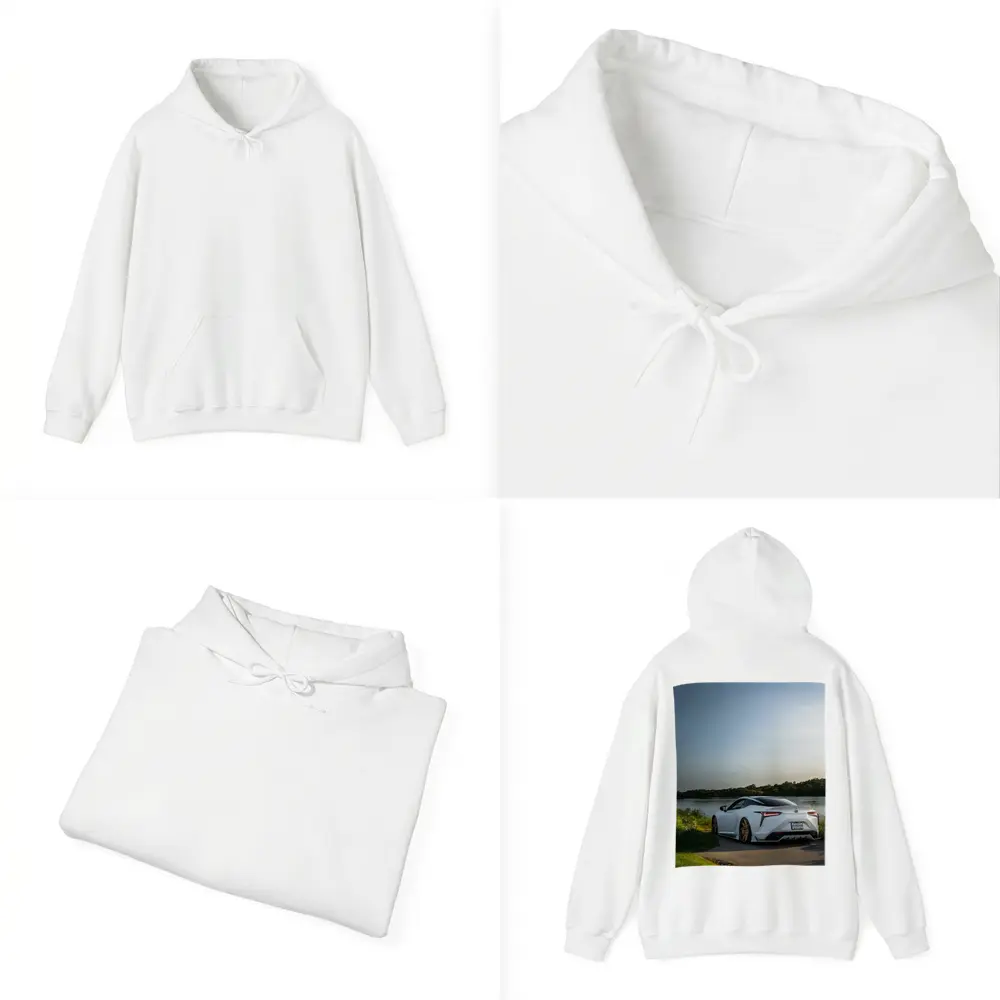Lexus LC500 White Coupe By Lake – Hoodies