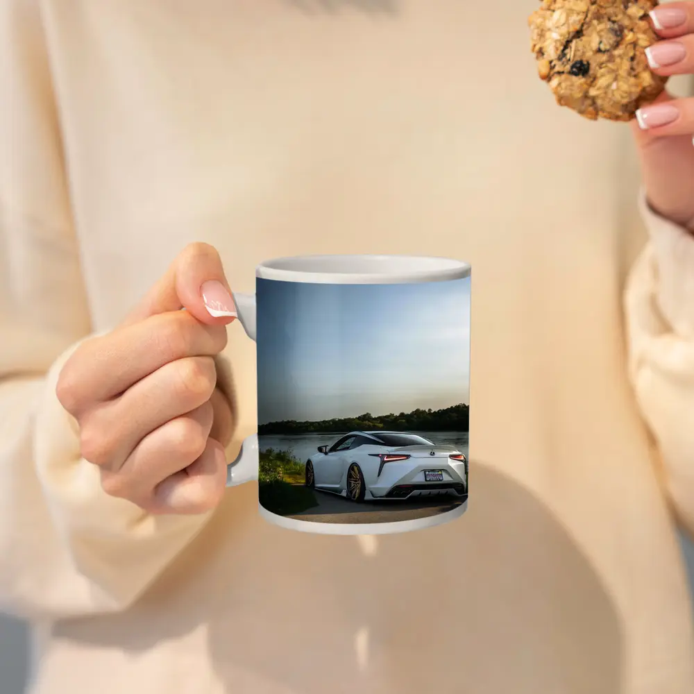 Lexus LC500 White Coupe By Lake – Mugs