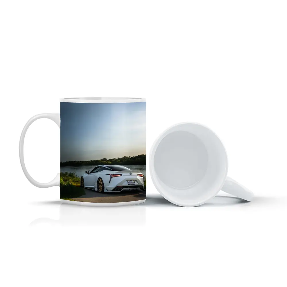 Lexus LC500 White Coupe By Lake – Mugs