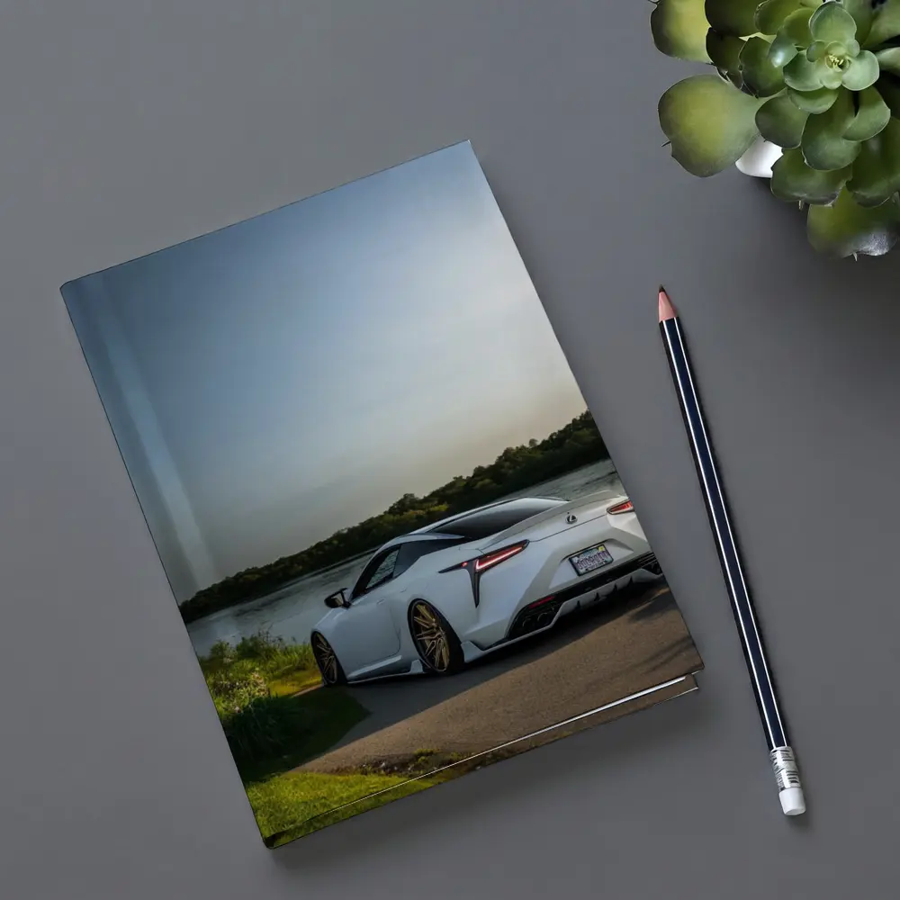 Lexus LC500 White Coupe By Lake – Notebooks