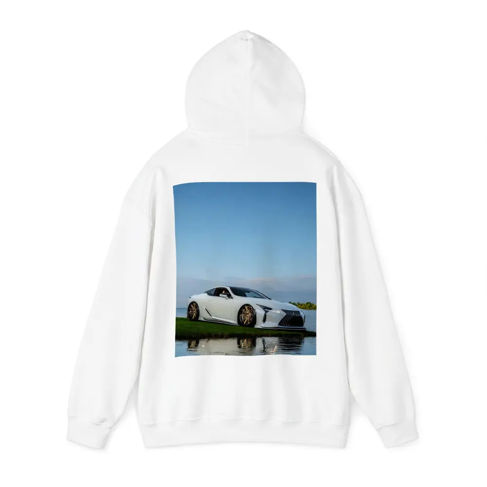 Lexus LC500 White Coupe Near Lake – Hoodies