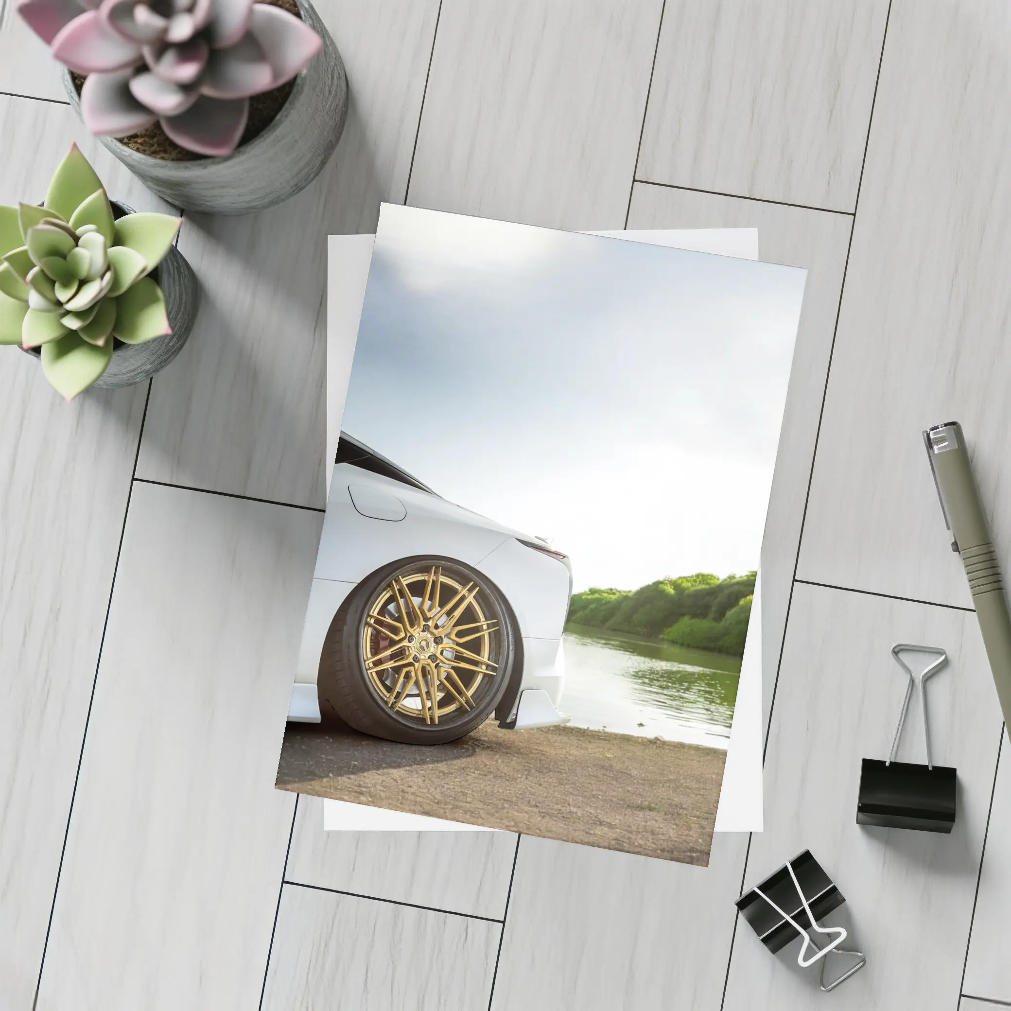 Lexus LC500 White Gold Wheels Lakeside – Postcards