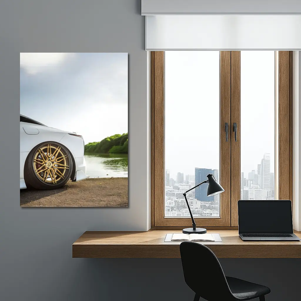 Lexus LC500 White Gold Wheels Lakeside – Wall Art