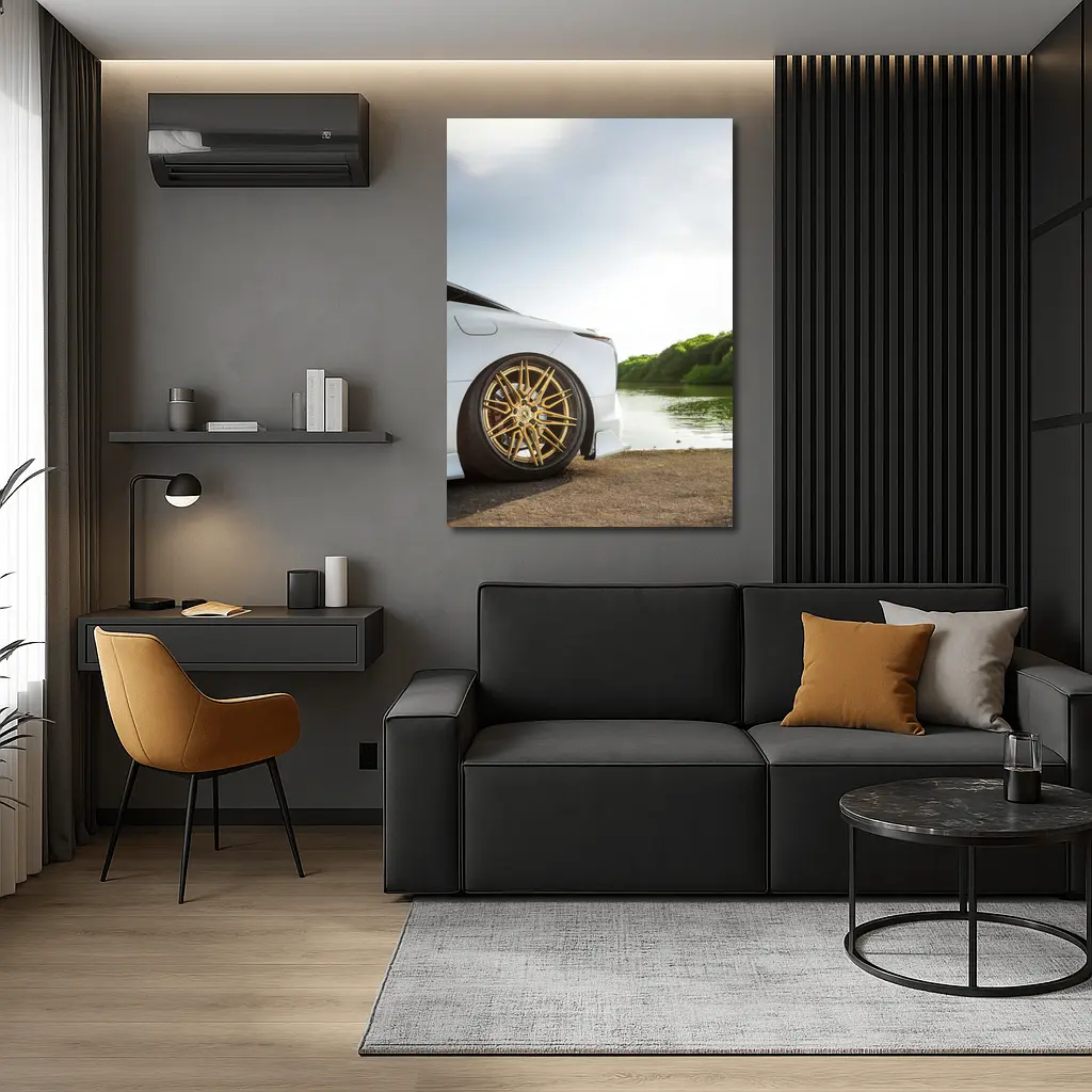 Lexus LC500 White Gold Wheels Lakeside – Wall Art