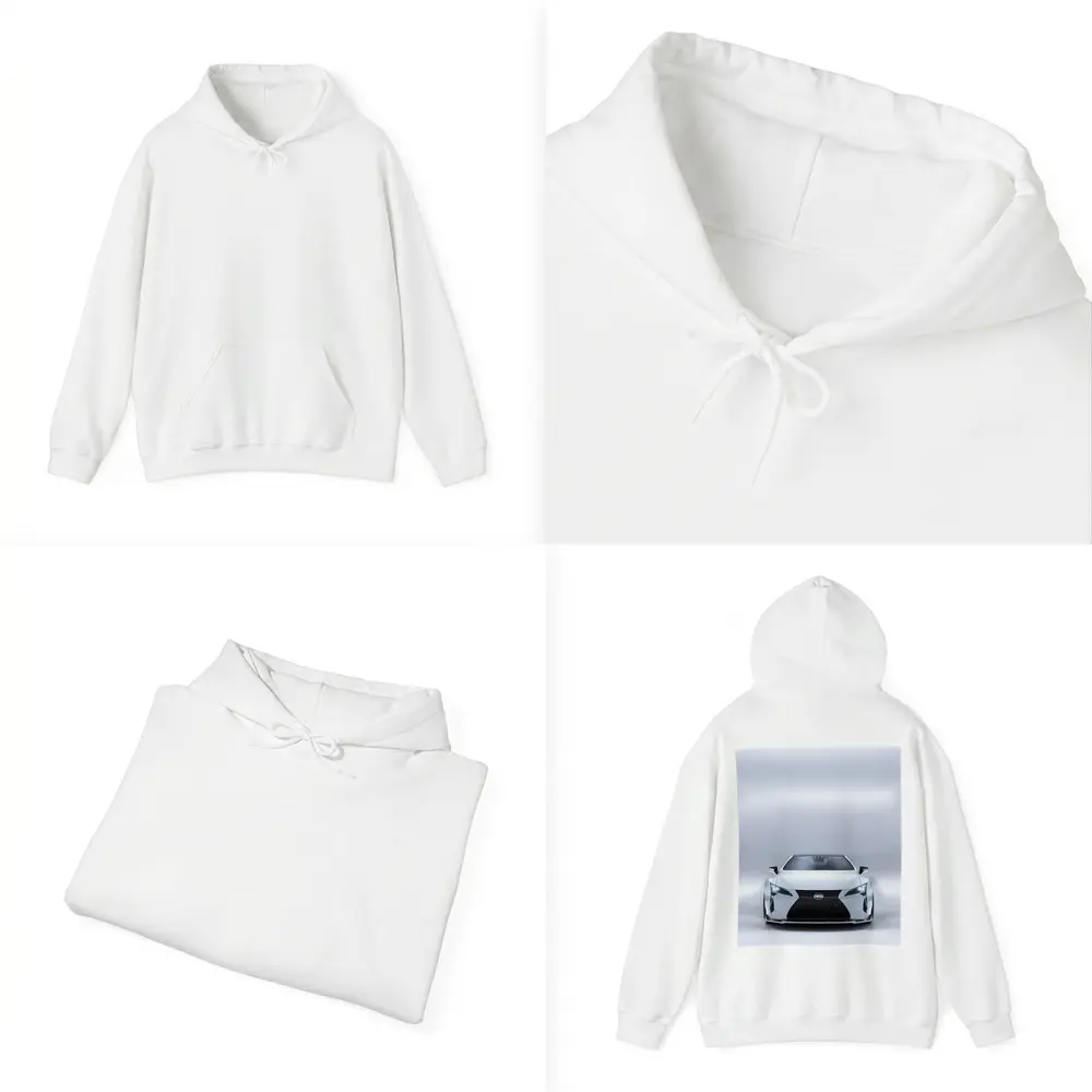 Lexus LC White Studio Front View – Hoodies