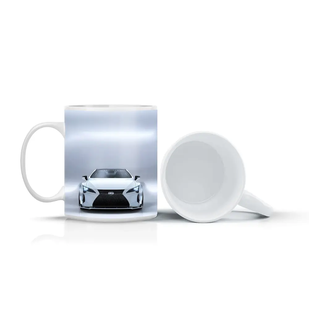Lexus LC White Studio Front View – Mugs