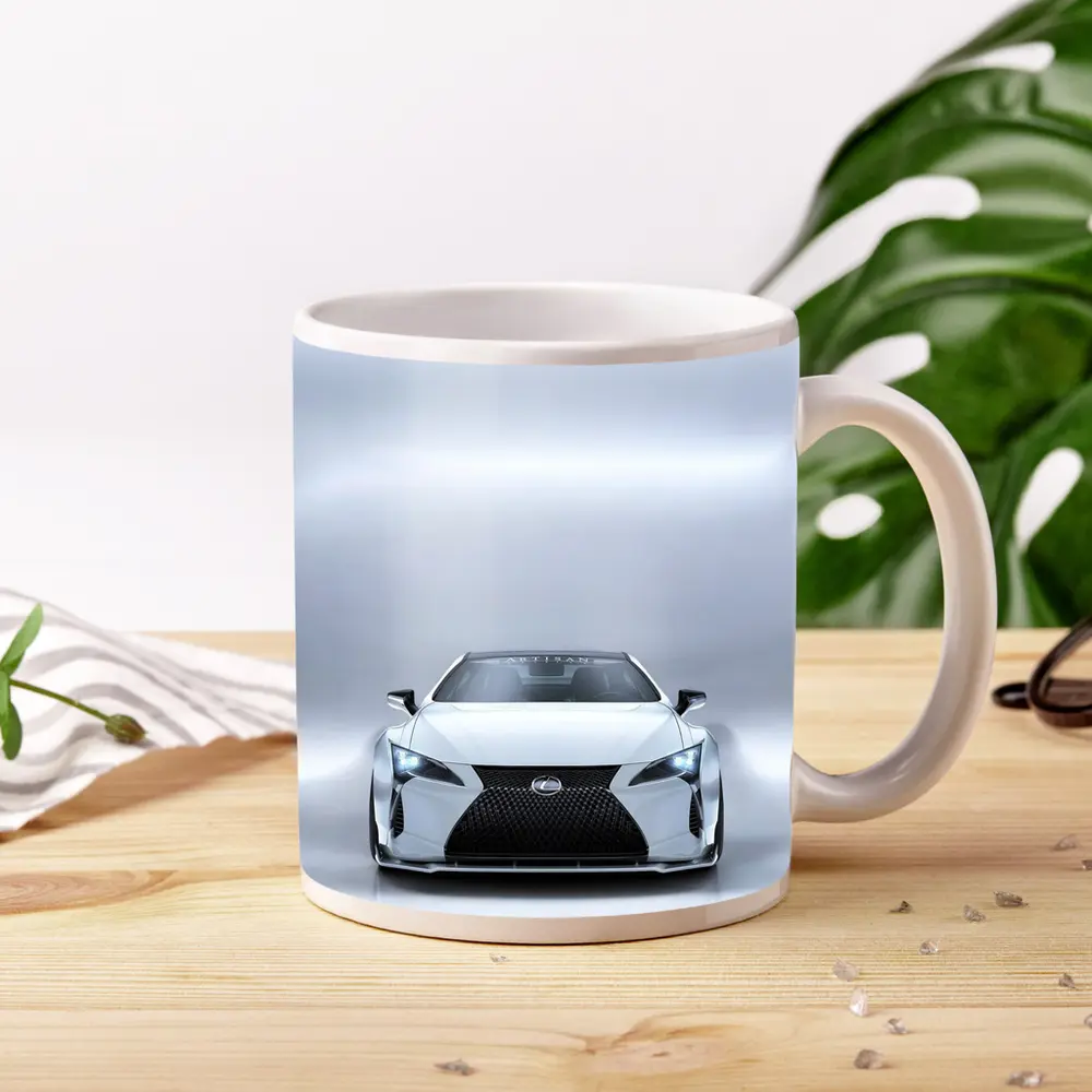 Lexus LC White Studio Front View – Mugs