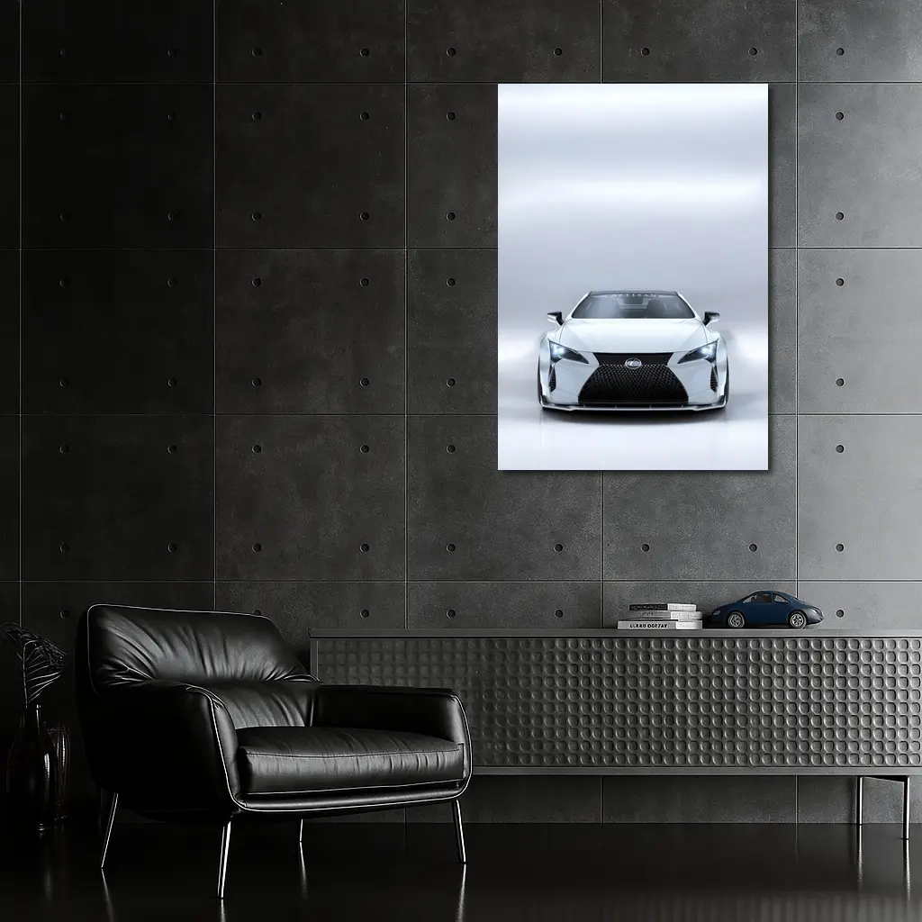 Lexus LC White Studio Front View – Wall Art