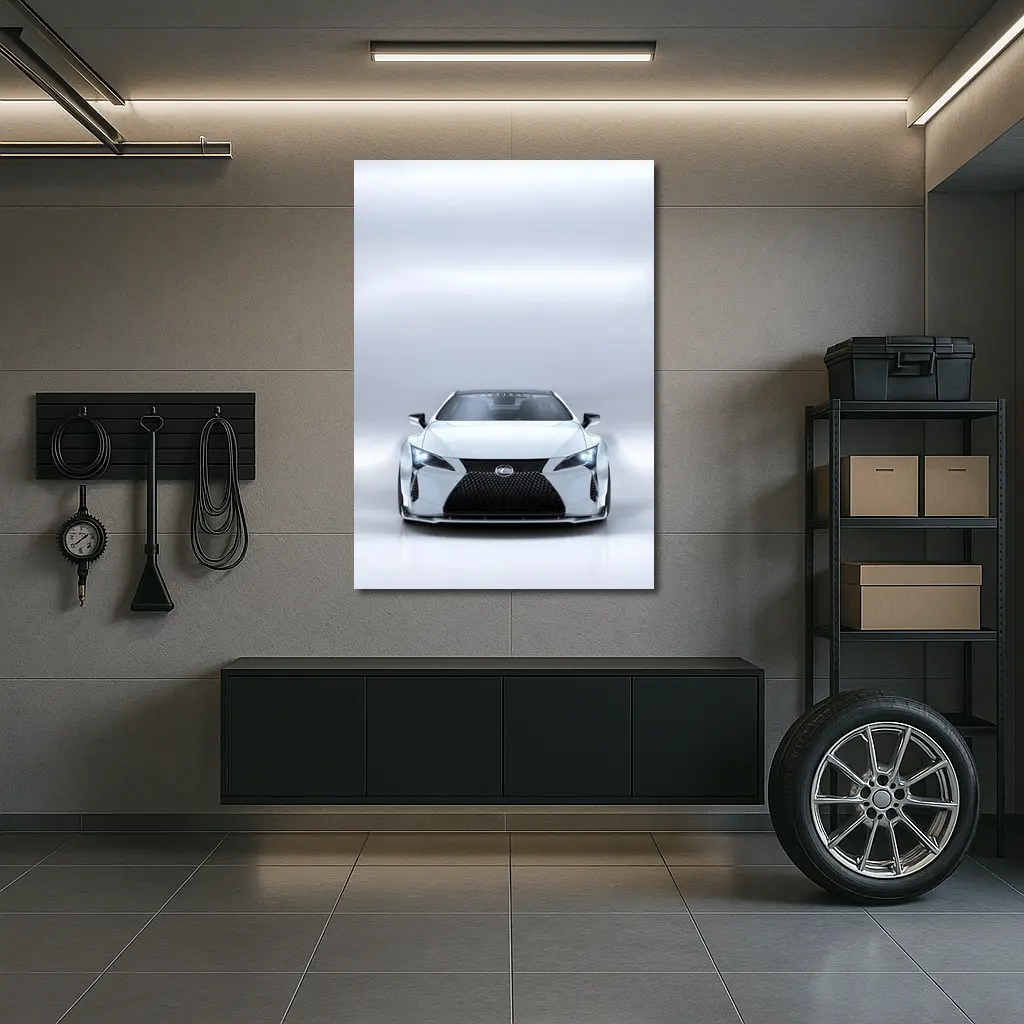 Lexus LC White Studio Front View – Wall Art