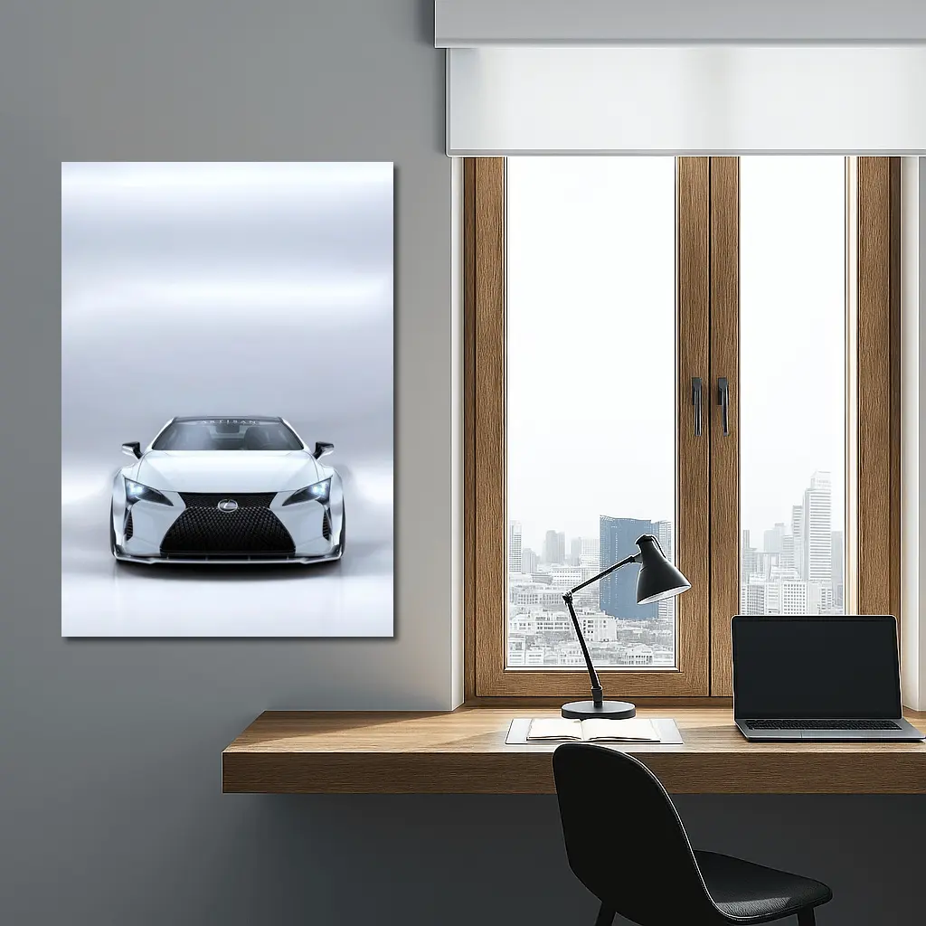 Lexus LC White Studio Front View – Wall Art