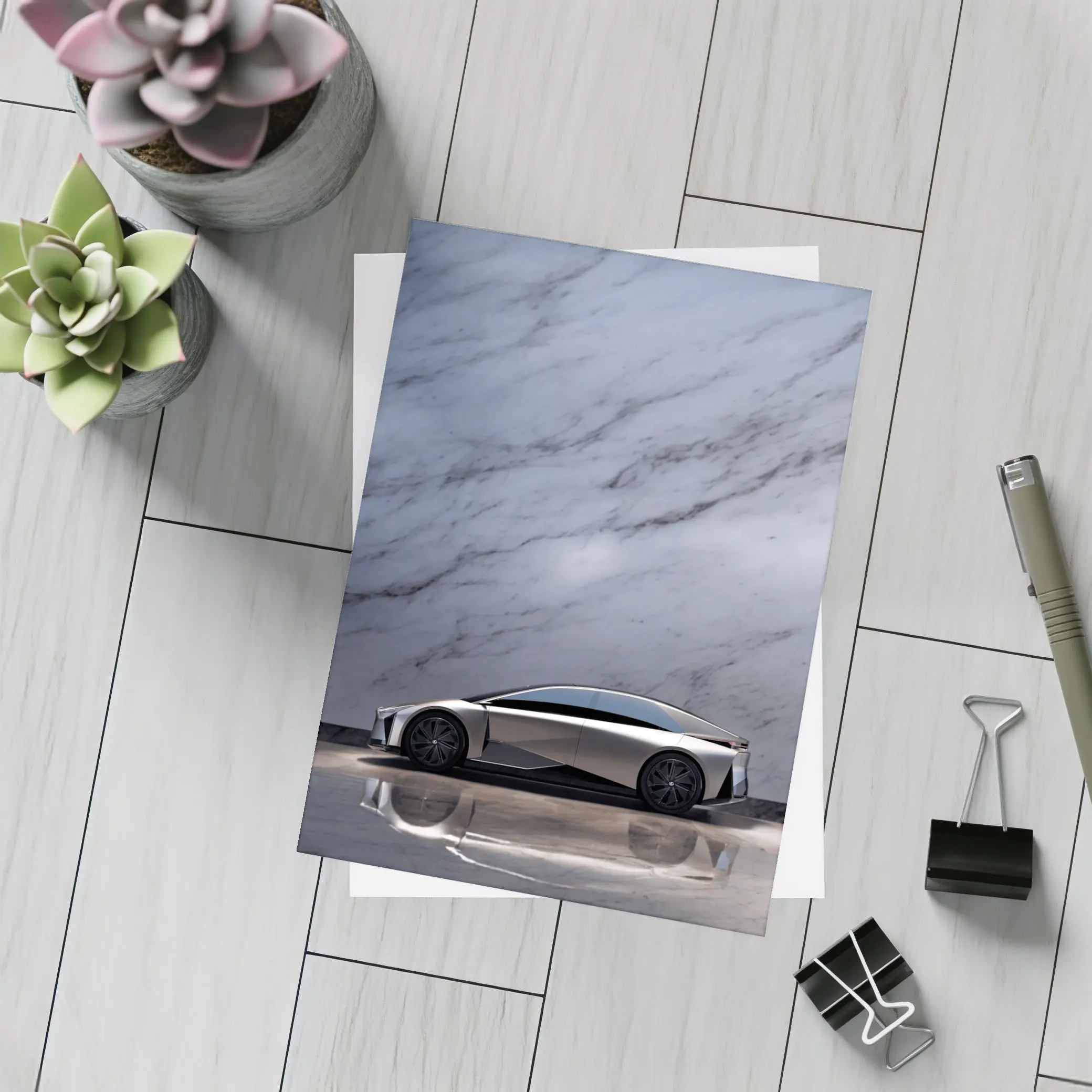 Lexus LF-ZC Concept Car Marble Background – Postcards