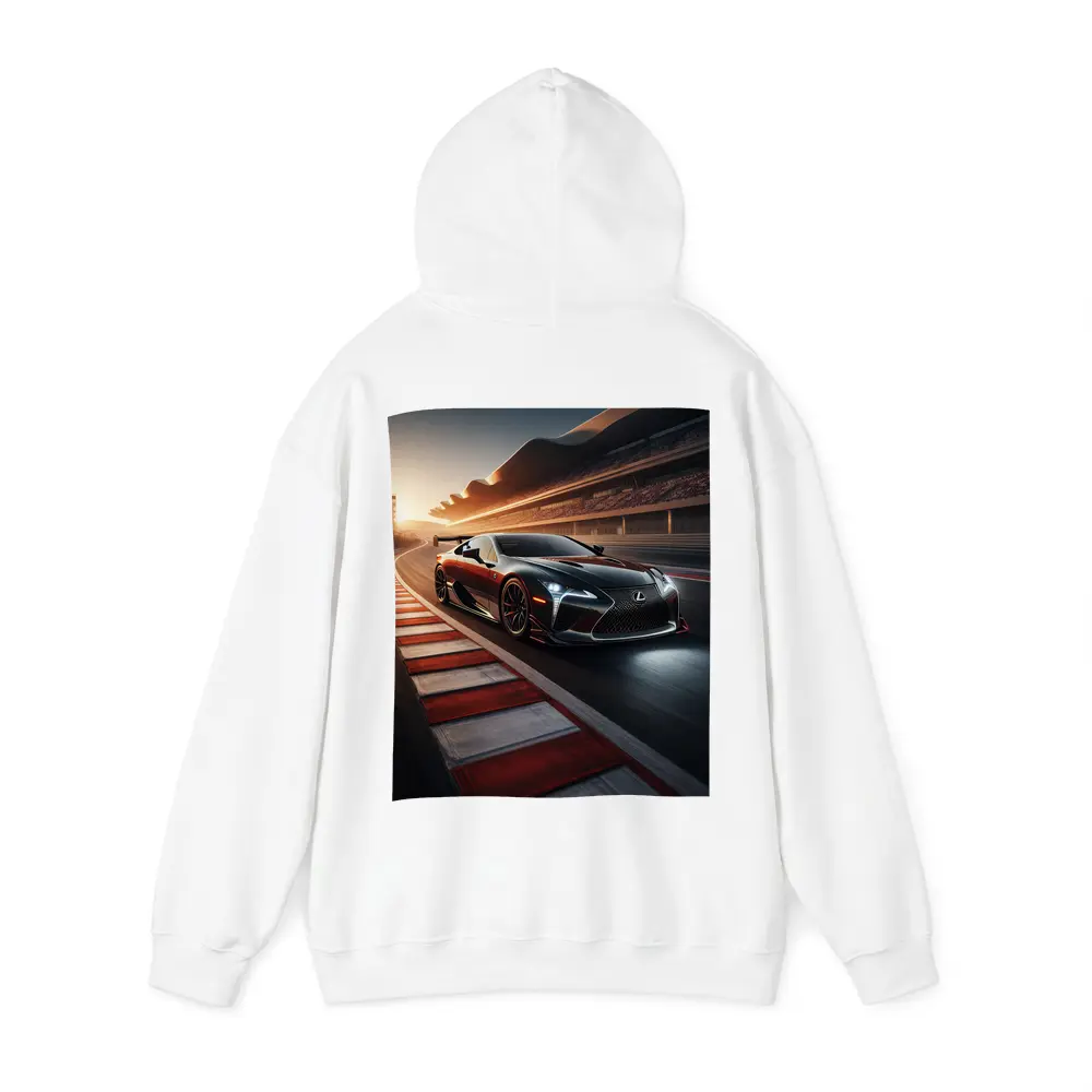 Lexus LC Racing on Track at Sunset – Hoodies