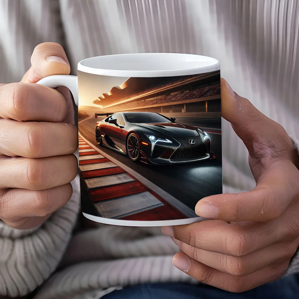 Lexus LC Racing on Track at Sunset – Mugs