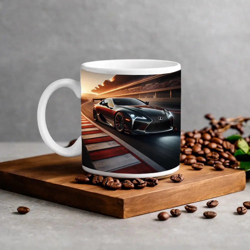 Lexus LC Racing on Track at Sunset – Mugs