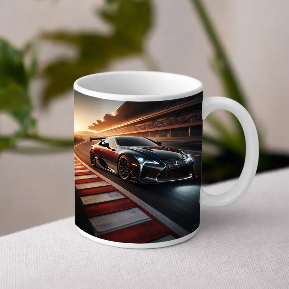 Lexus LC Racing on Track at Sunset – Mugs