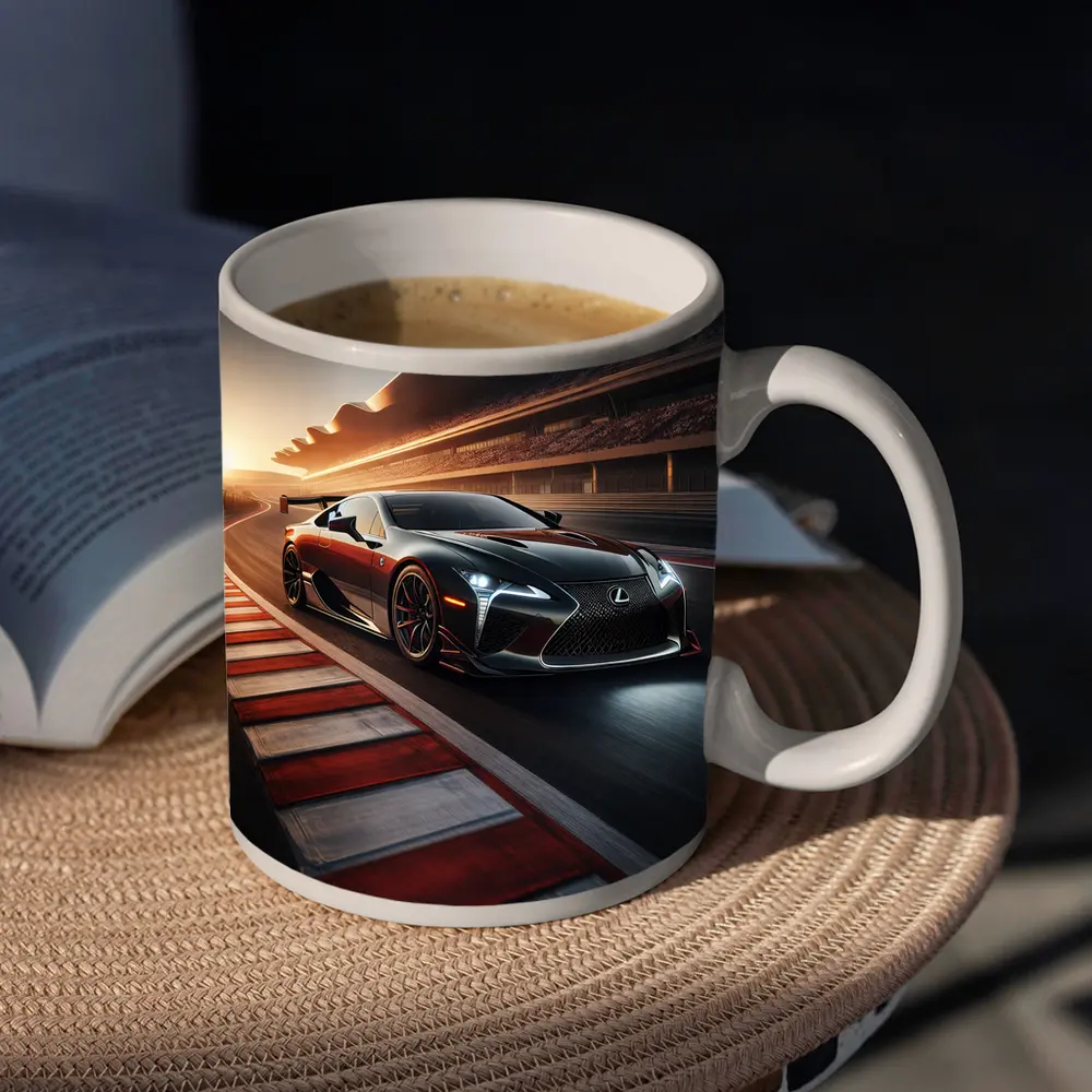 Lexus LC Racing on Track at Sunset – Mugs