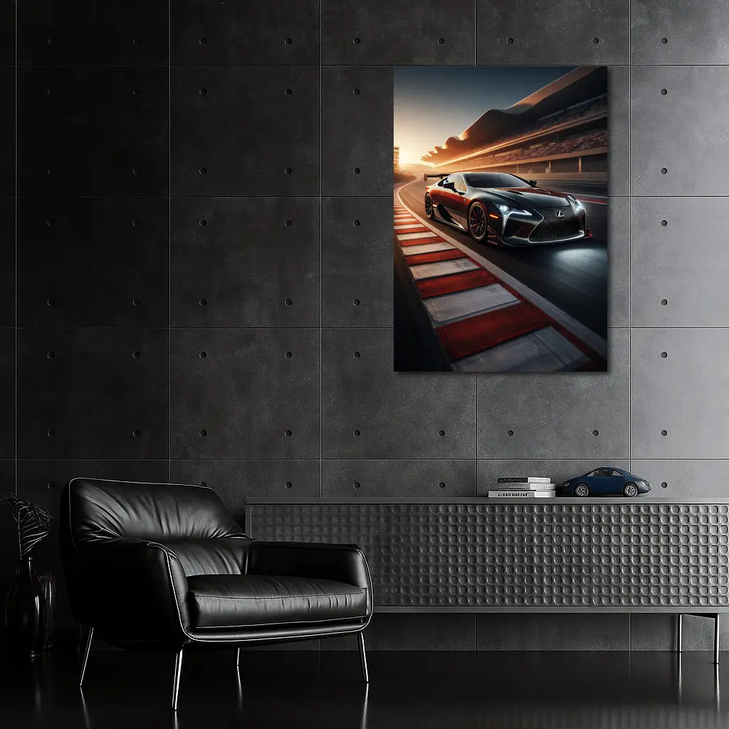 Lexus LC Racing on Track at Sunset – Wall Art