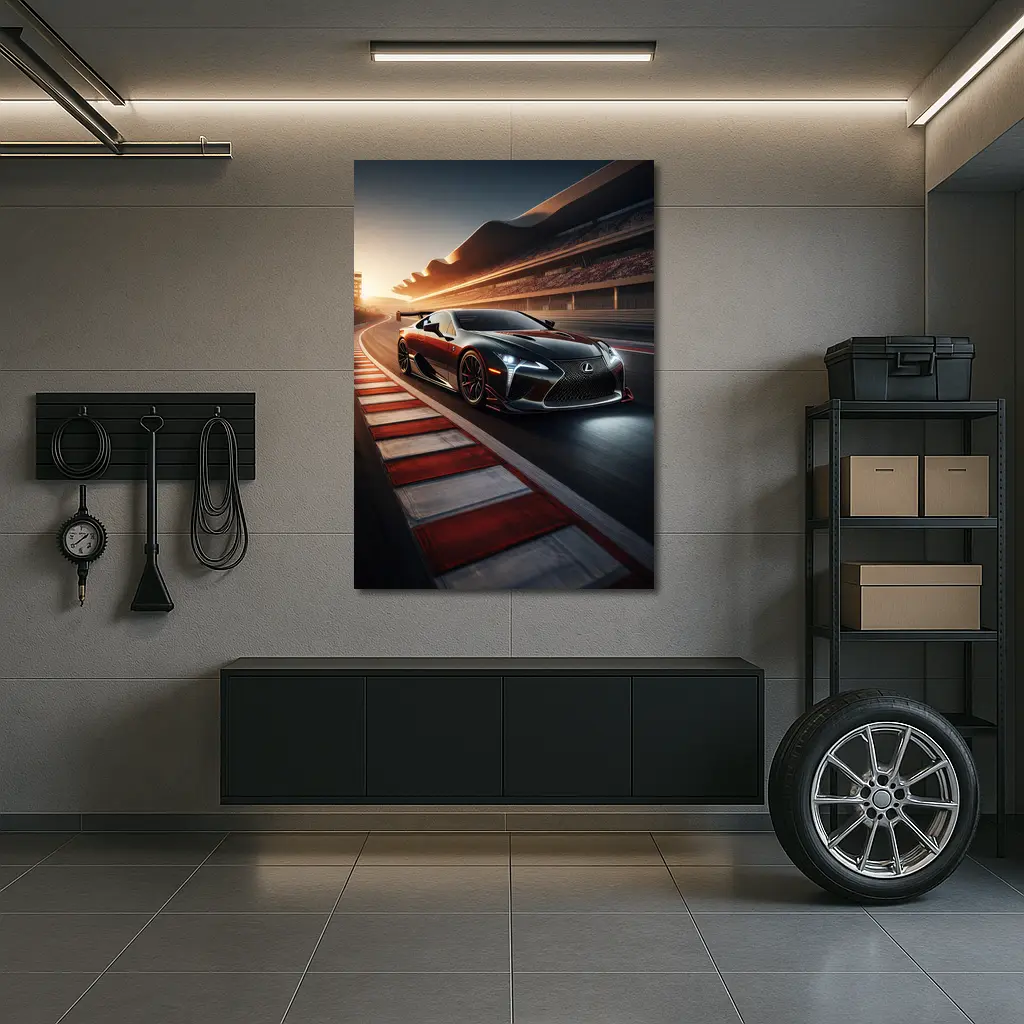 Lexus LC Racing on Track at Sunset – Wall Art