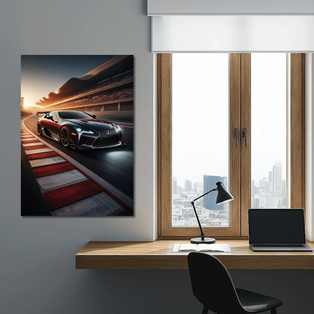 Lexus LC Racing on Track at Sunset – Wall Art