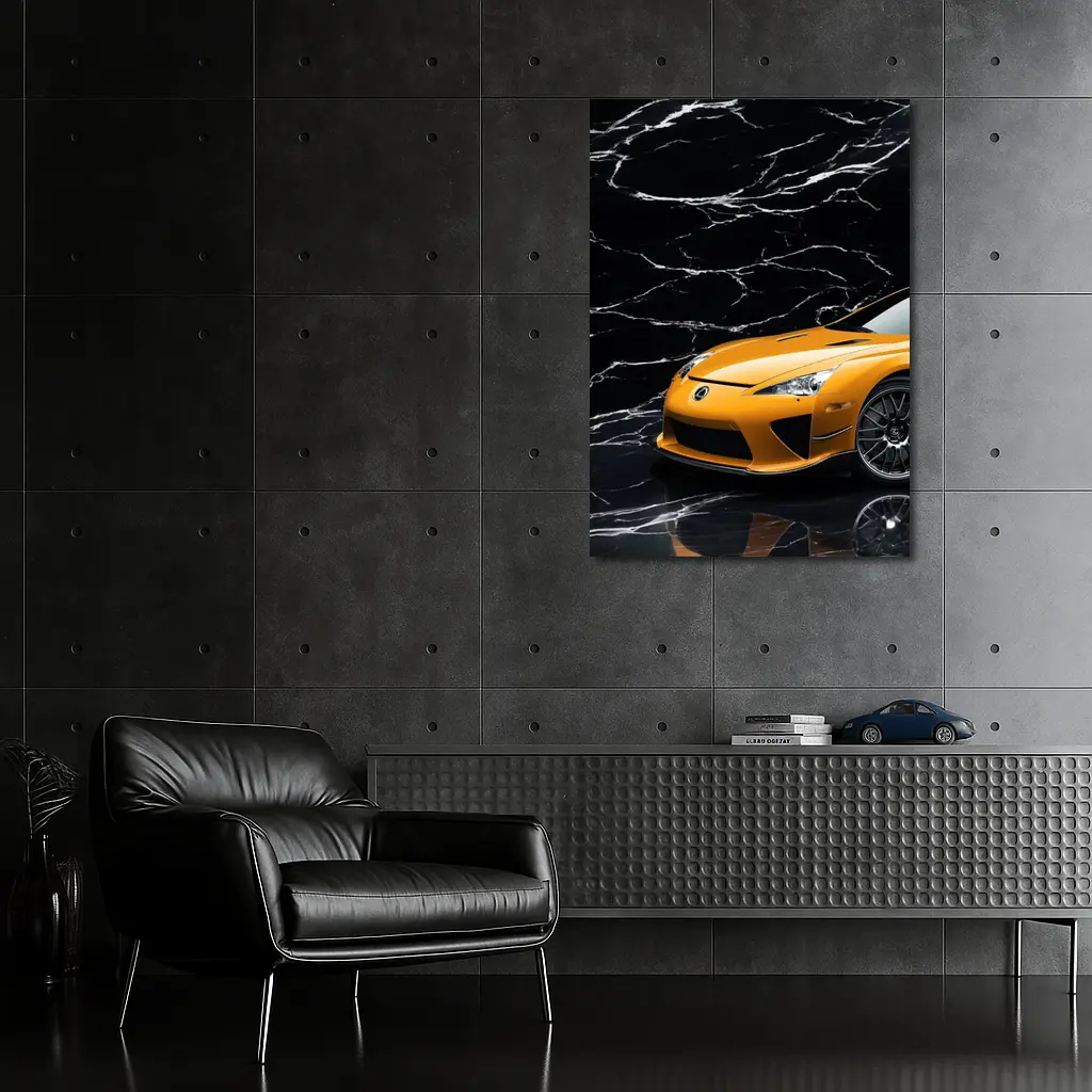 Lexus LFA Orange On Black Marble – Wall Art