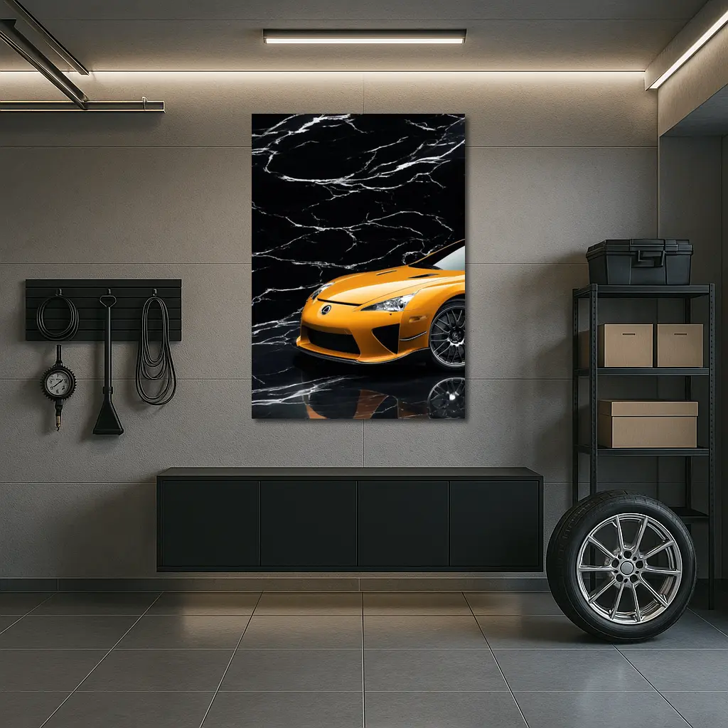 Lexus LFA Orange On Black Marble – Wall Art
