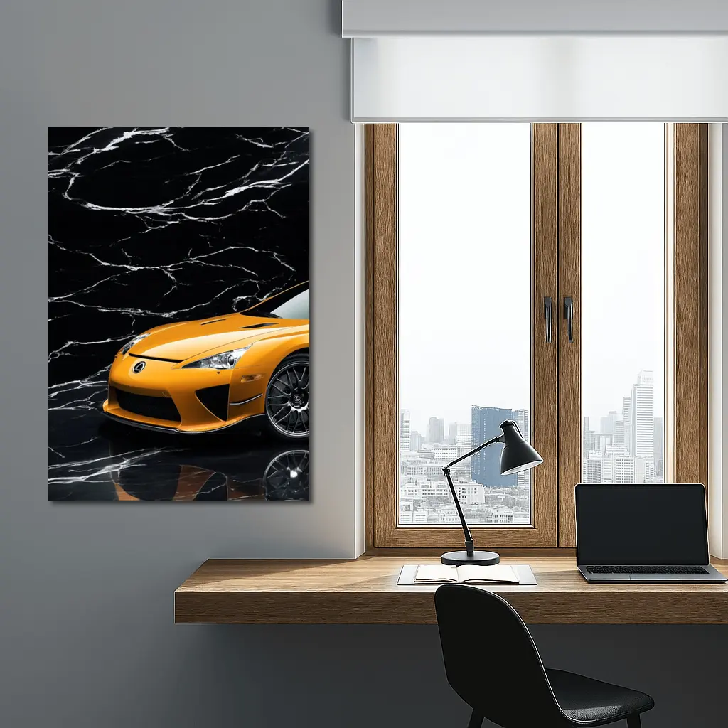 Lexus LFA Orange On Black Marble – Wall Art