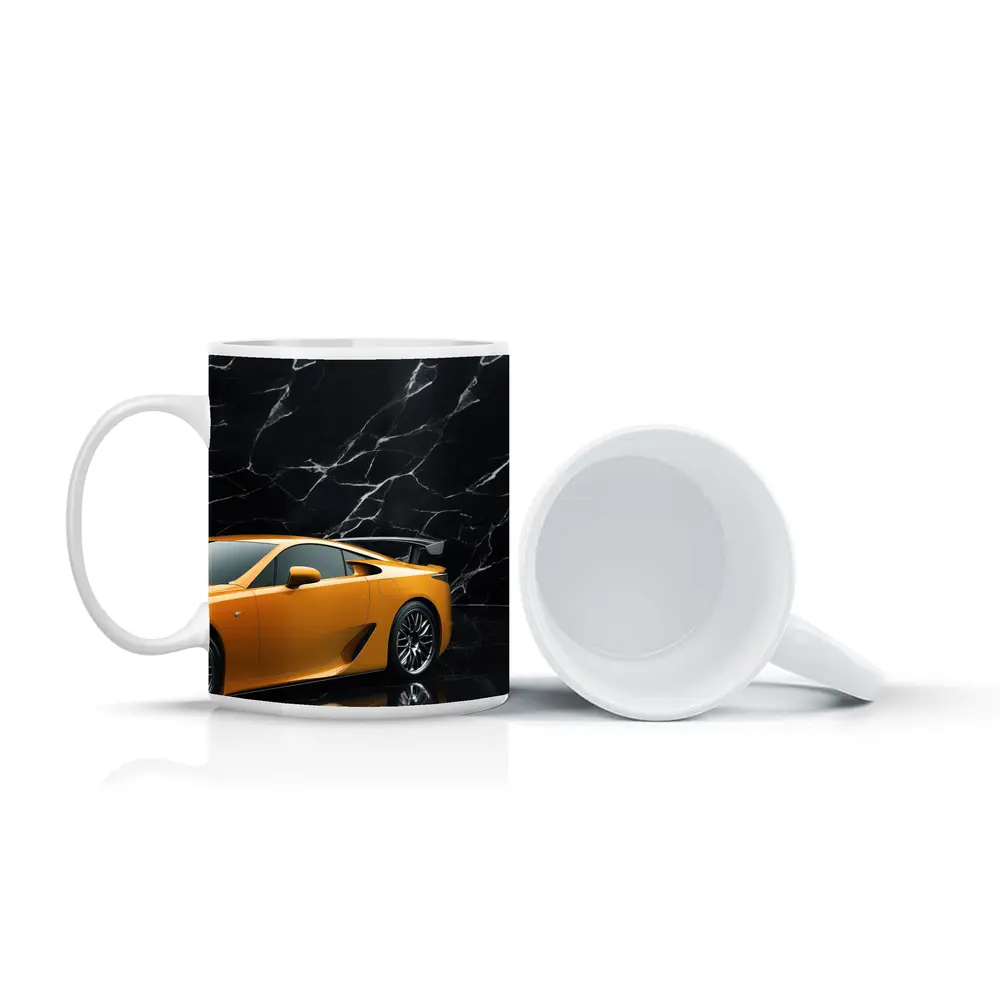 Lexus LFA Yellow Sports Car Black Marble – Mugs