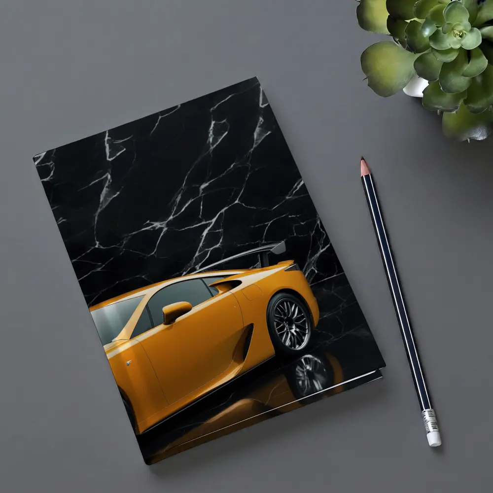 Lexus LFA Yellow Sports Car Black Marble – Notebooks