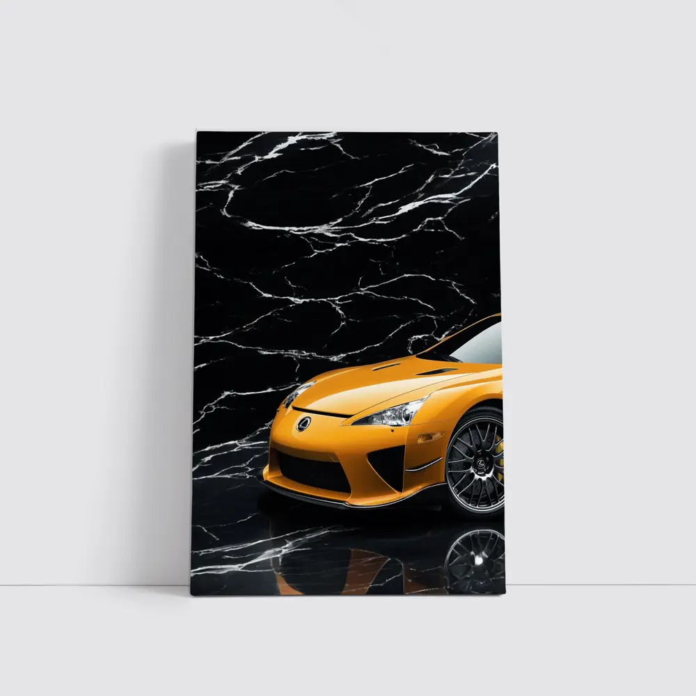 Lexus LFA Orange On Black Marble – Wall Art