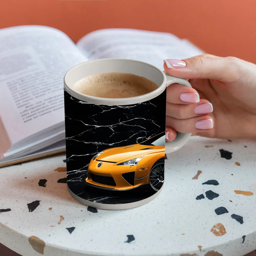 Lexus LFA Orange On Black Marble – Mugs