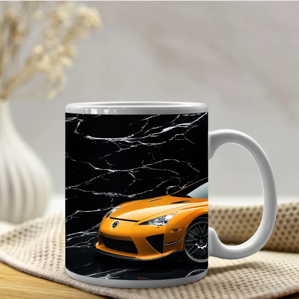 Lexus LFA Orange On Black Marble – Mugs