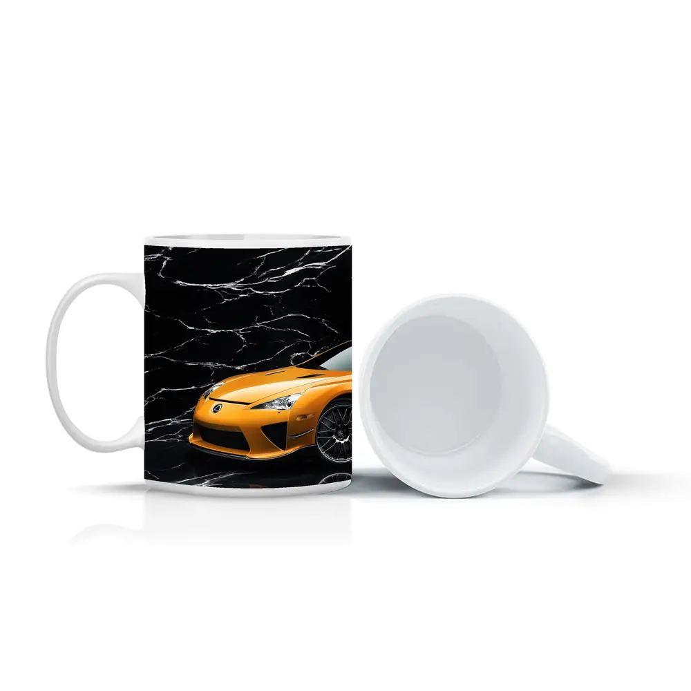 Lexus LFA Orange On Black Marble – Mugs