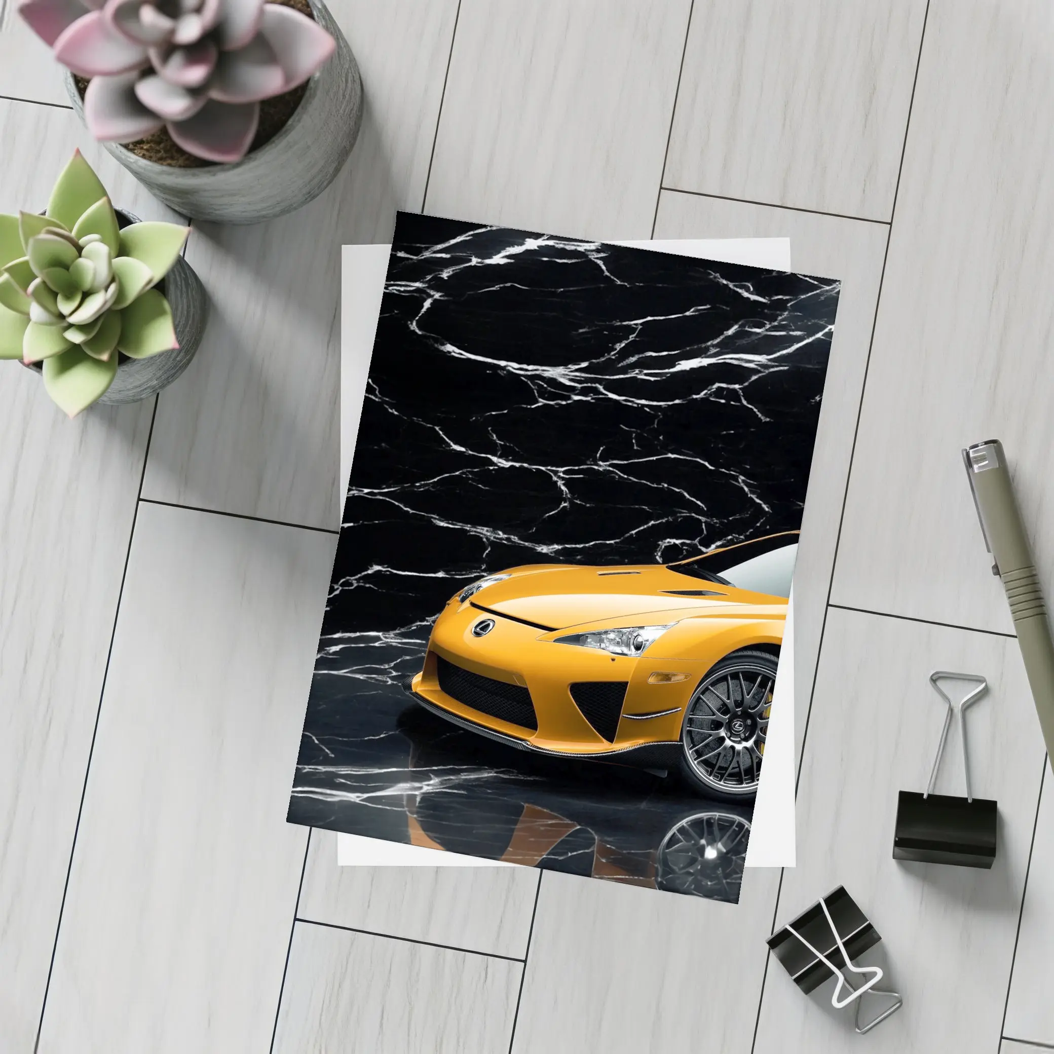 Lexus LFA Orange On Black Marble – Postcards