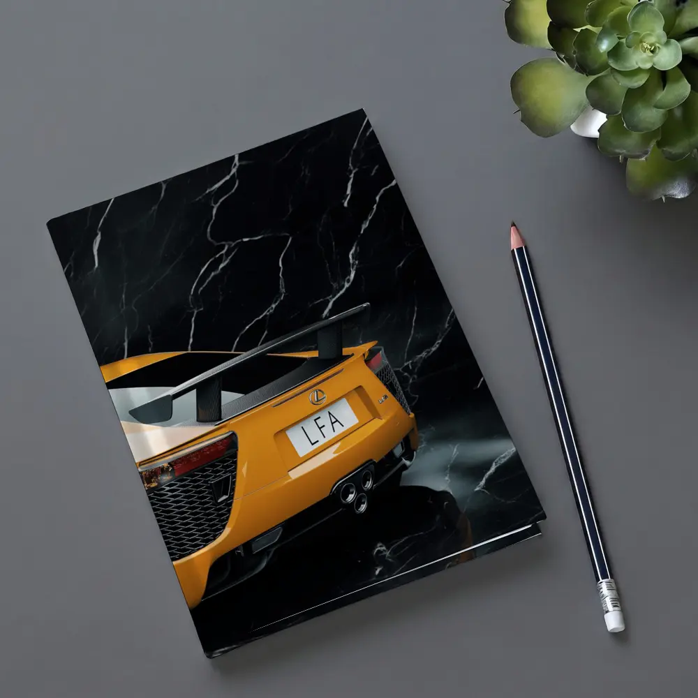 Lexus LFA Rear View Black Marble Background – Notebooks