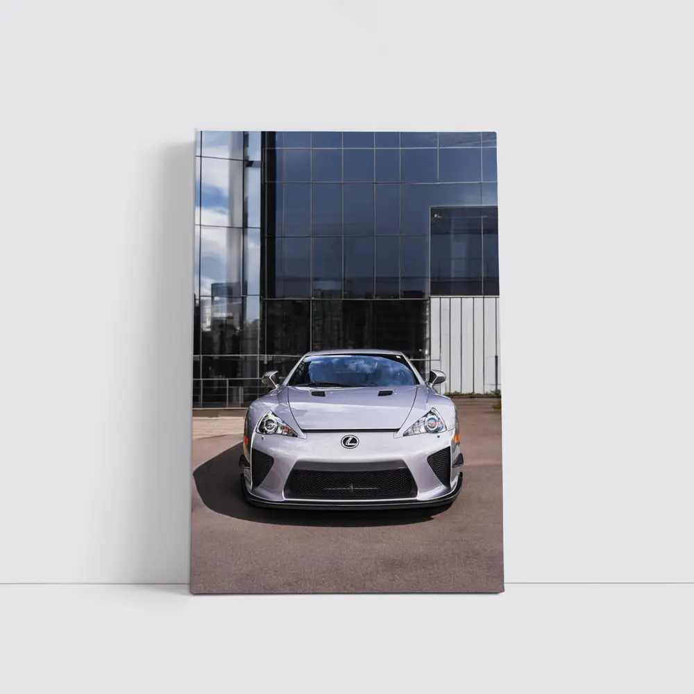 Lexus LFA Silver Front View Glass Building – Wall Art