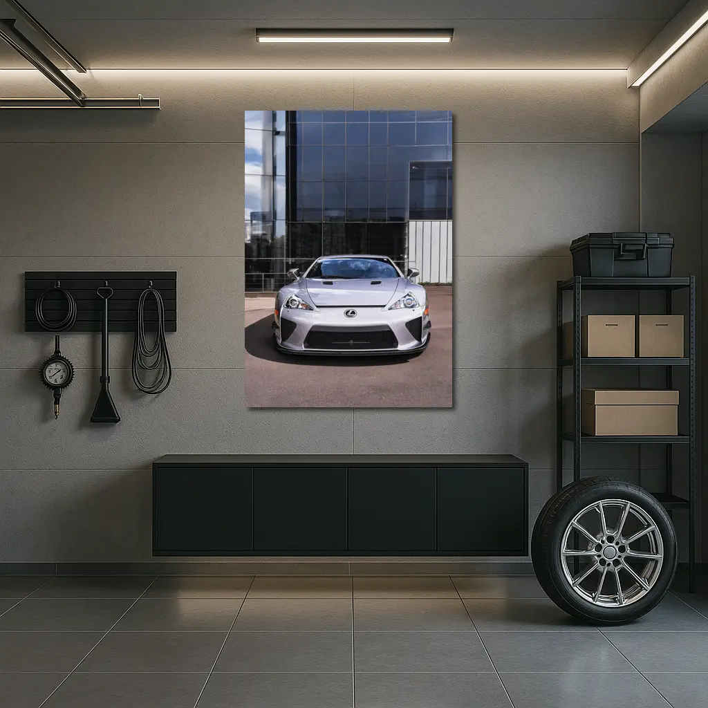 Lexus LFA Silver Front View Glass Building – Wall Art