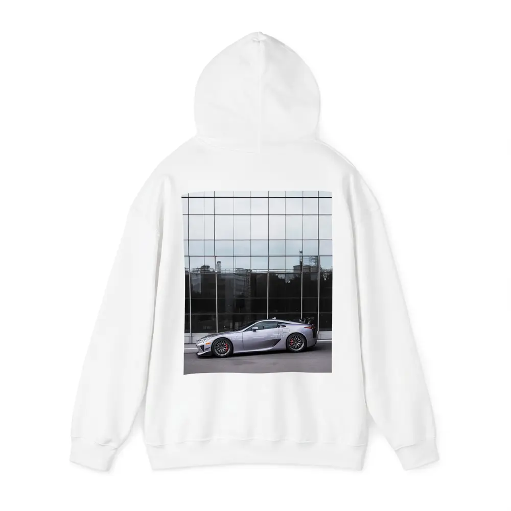 Lexus LFA Silver Supercar Glass Building – Hoodies