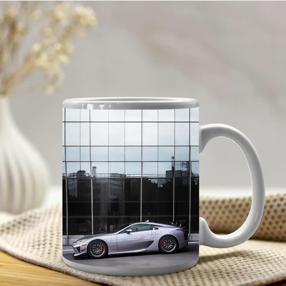 Lexus LFA Silver Supercar Glass Building – Mugs