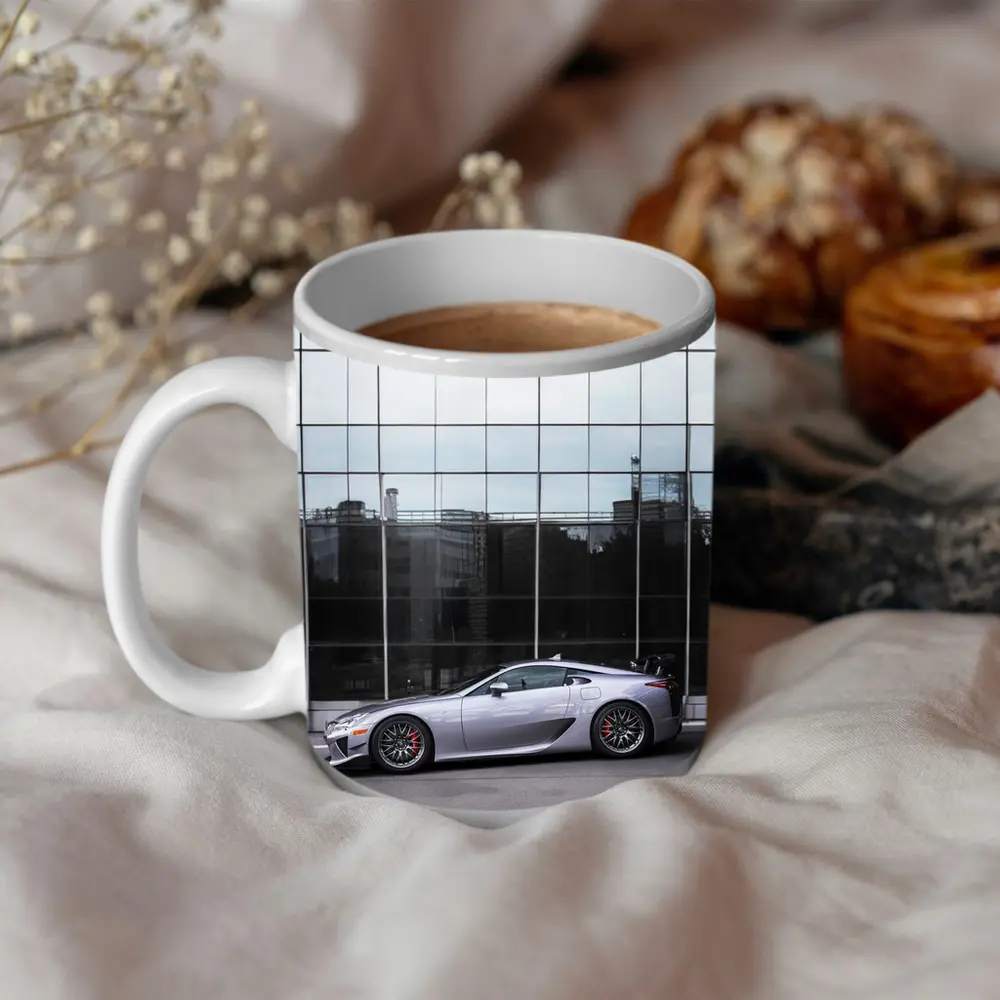 Lexus LFA Silver Supercar Glass Building – Mugs