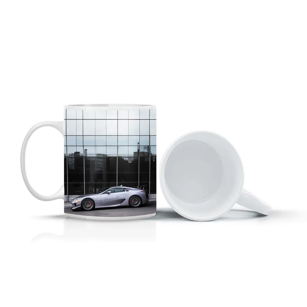 Lexus LFA Silver Supercar Glass Building – Mugs