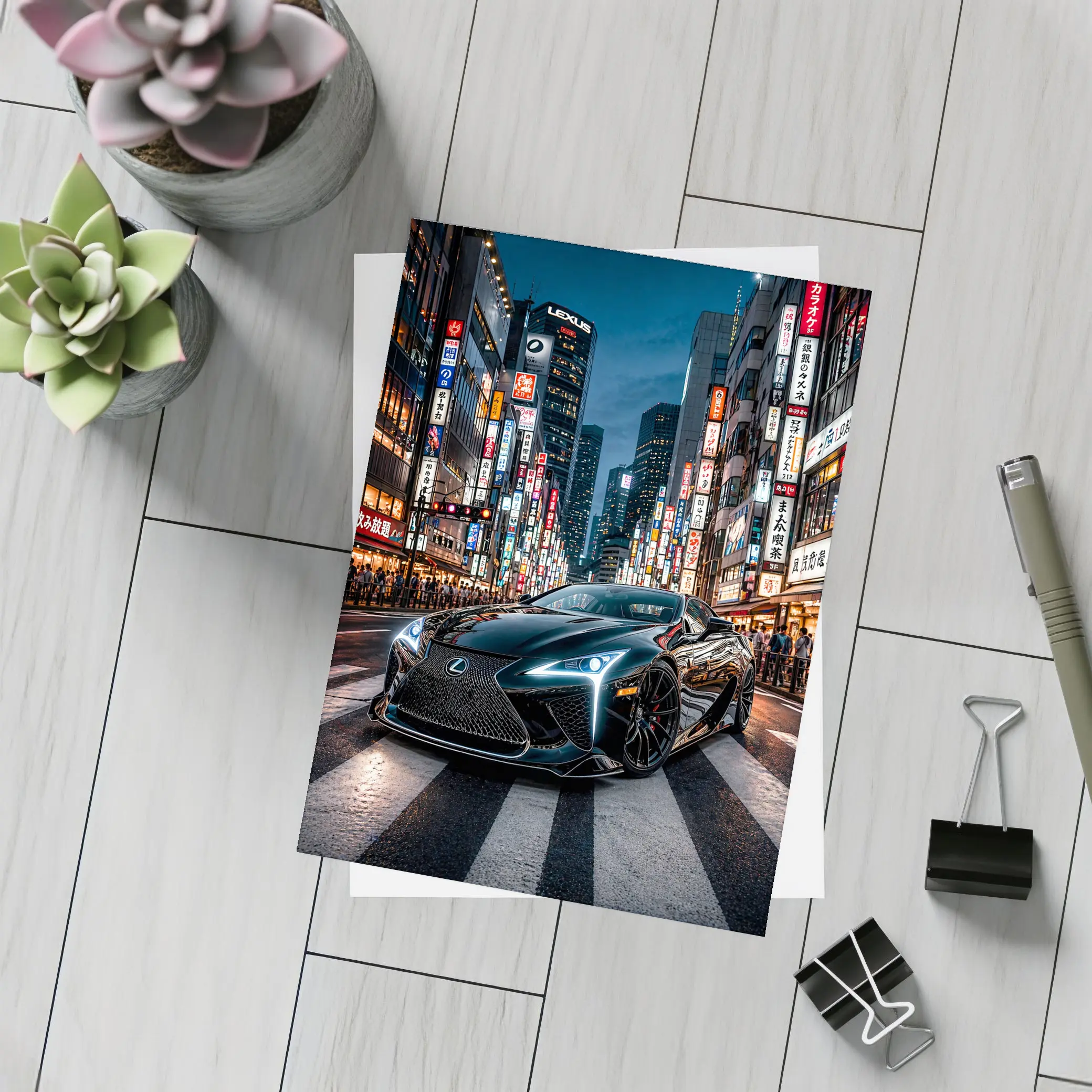 Lexus LC Black Night Tokyo City Streets – Postcards