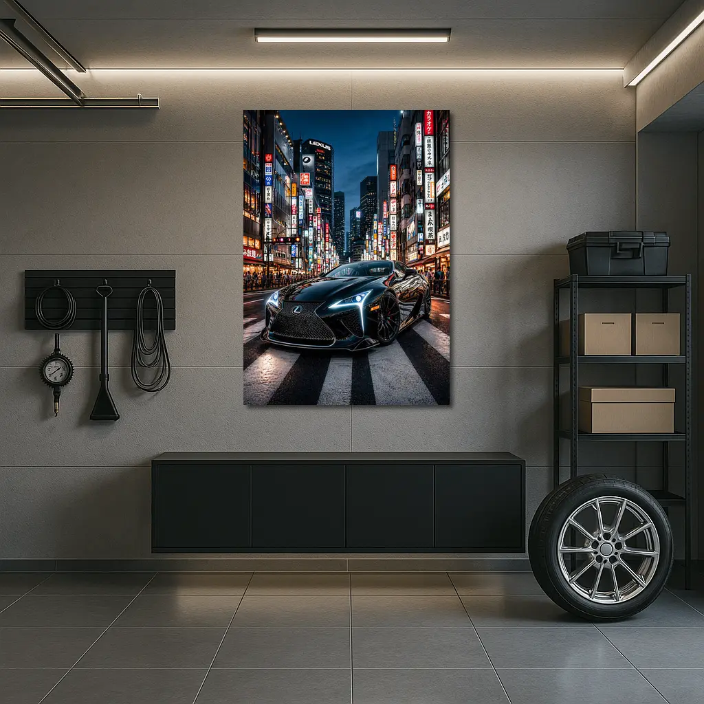 Lexus LC Black Night Tokyo City Streets – Wall Art