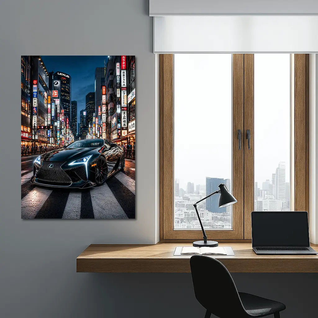 Lexus LC Black Night Tokyo City Streets – Wall Art