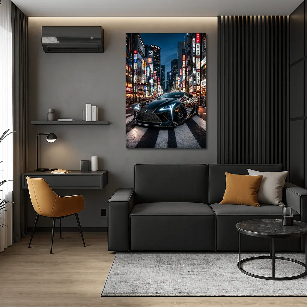 Lexus LC Black Night Tokyo City Streets – Wall Art