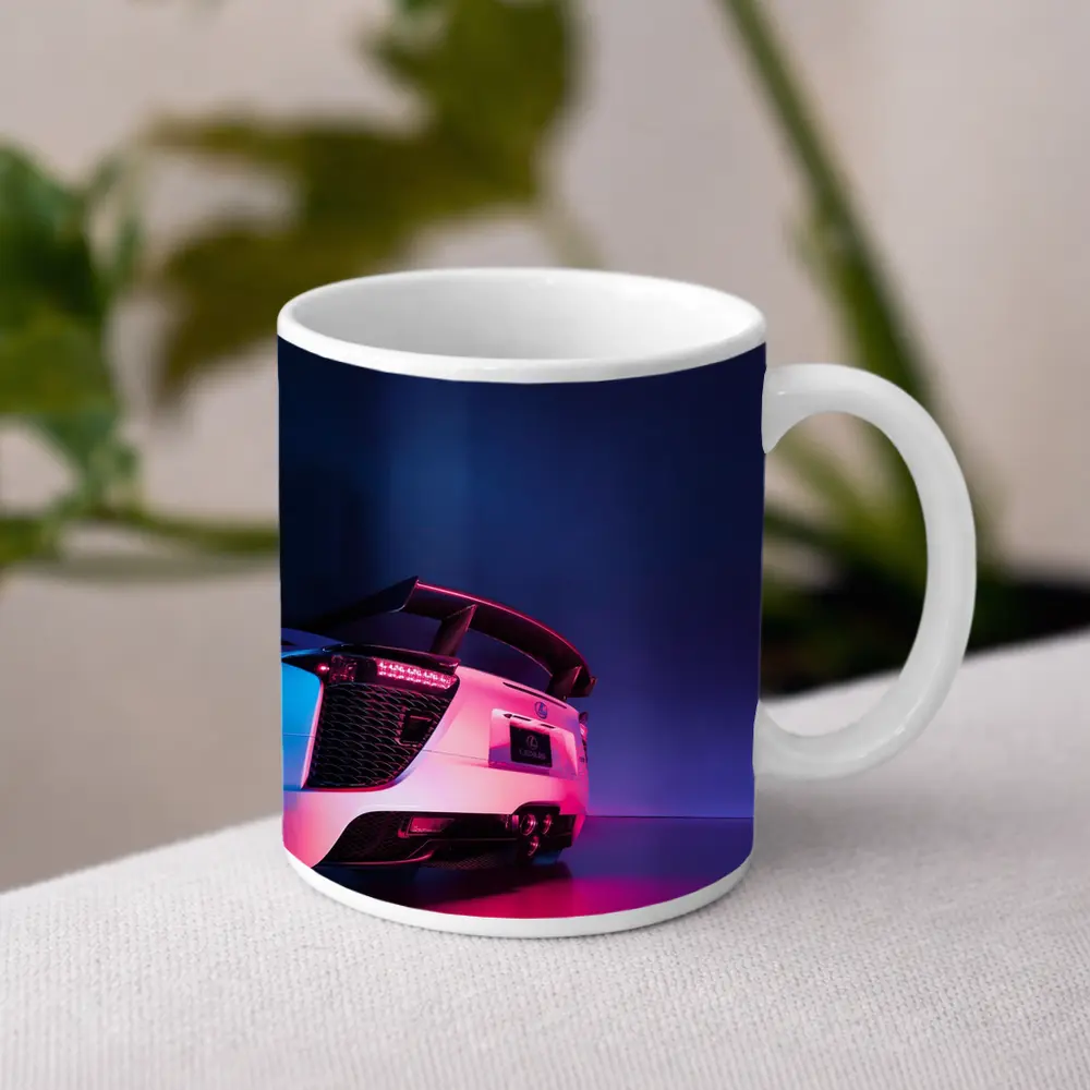 Lexus LFA White Rear Neon Studio – Mugs