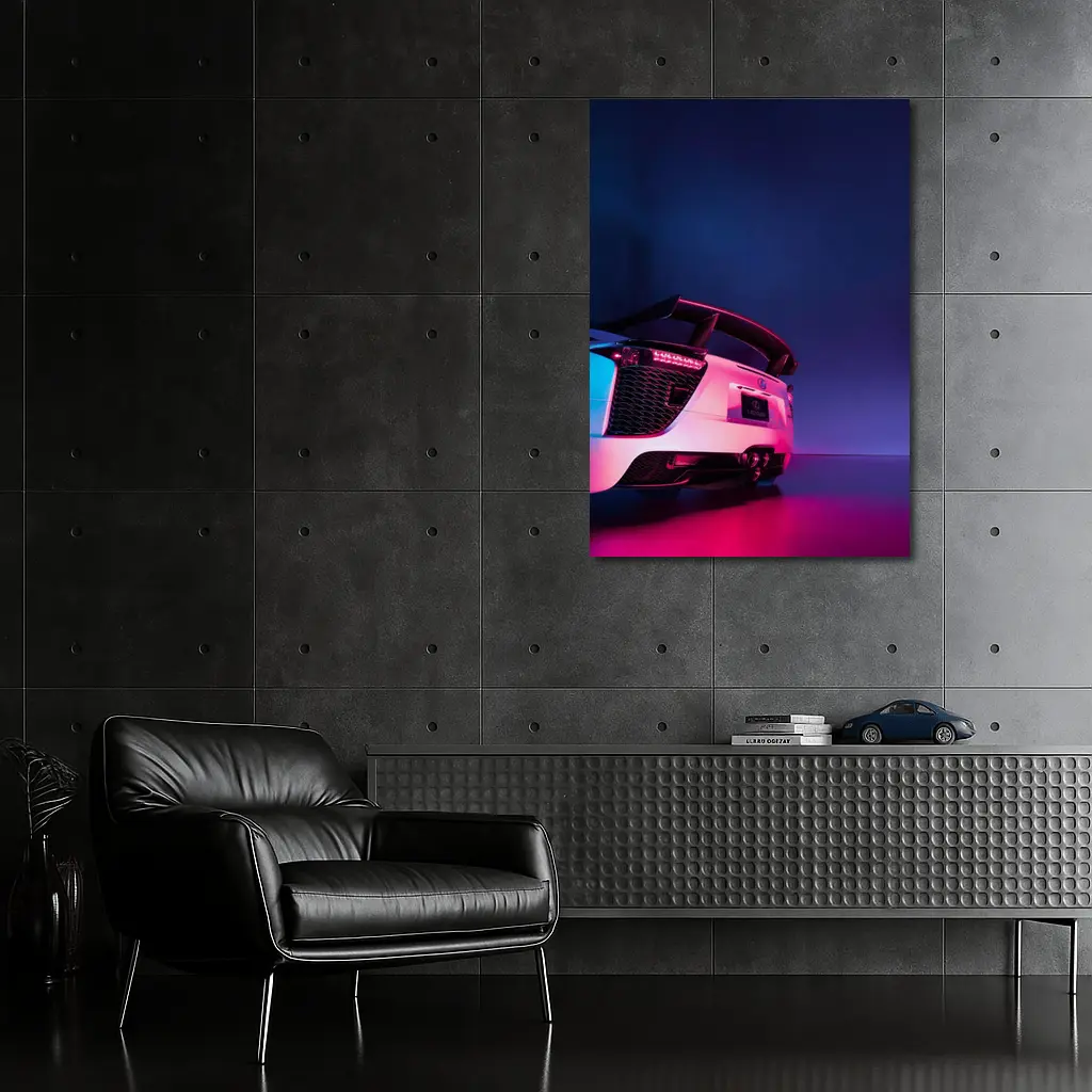 Lexus LFA White Rear Neon Studio – Wall Art