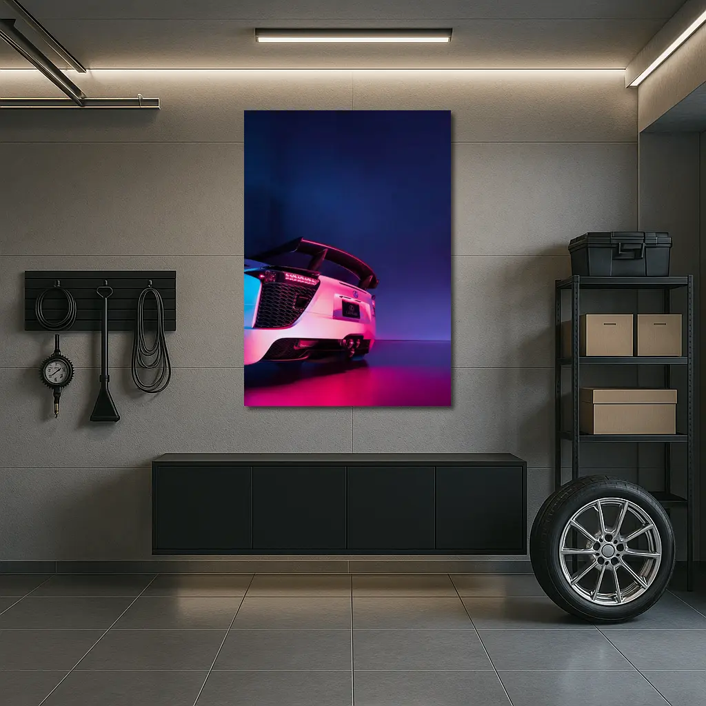 Lexus LFA White Rear Neon Studio – Wall Art